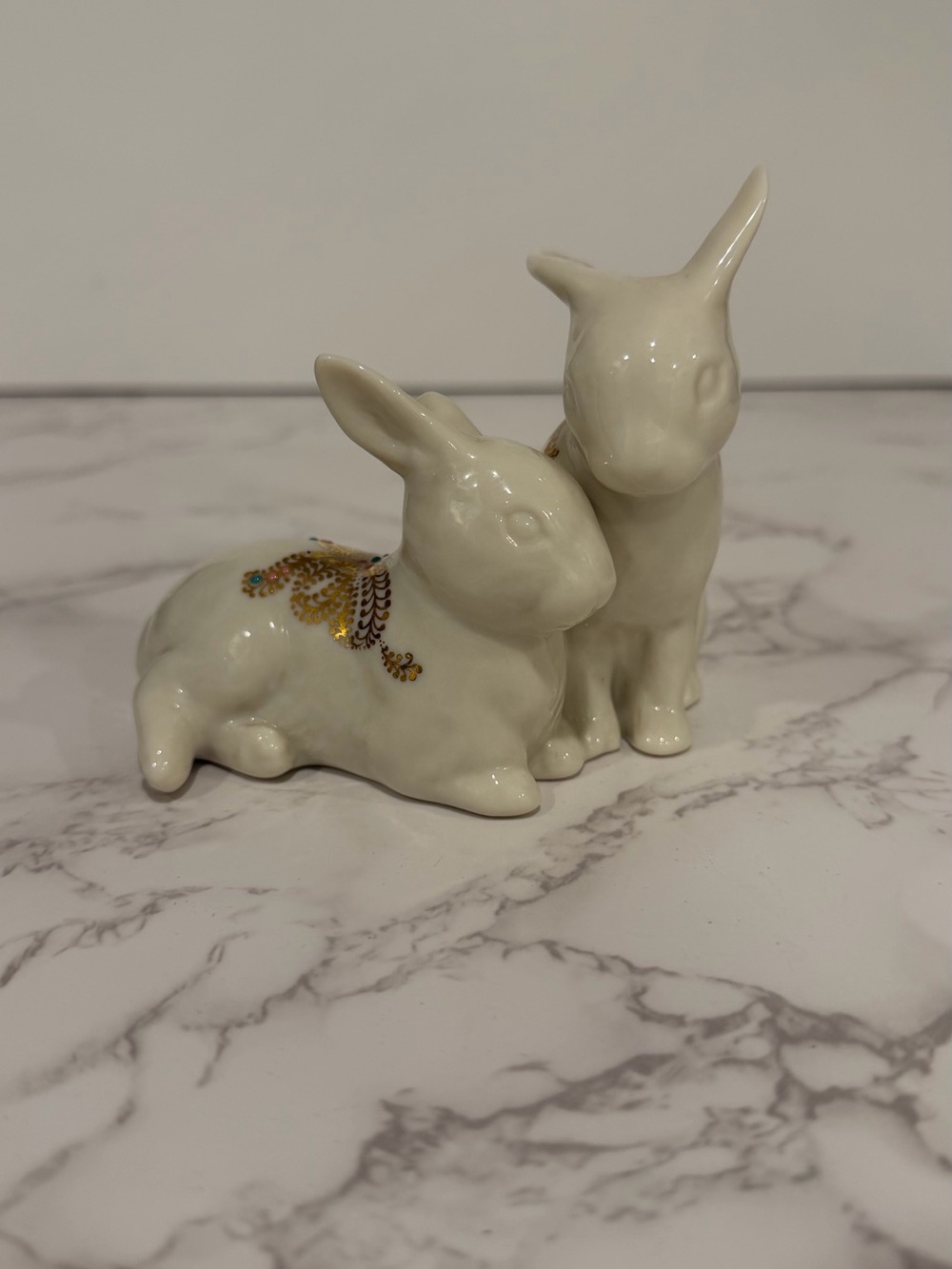 Vintage Lenox China Jewels Collection Bunny Figurine Pair – Made in USA
